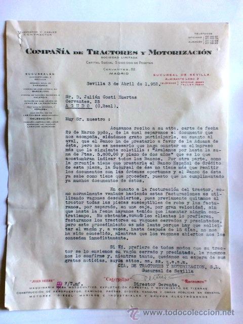 Cartas comerciales: CARTA COMERCIAL. SEVILLA. ABRIL 1952. COMPA&Ntilde;IA DE TRACTORES Y MOTORIZACION, S. L.