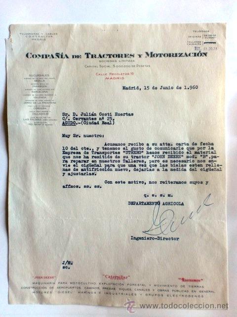 Cartas comerciales: CARTA COMERCIAL. MADRID. JUNIO 1960. COMPA&Ntilde;IA DE TRACTORES Y MOTORIZACION, S. L.