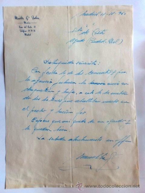 Cartas comerciales: CARTA COMERCIAL. MADRID. NOVIEMBRE 1960. MANOLITA G&ordf; TURBICA. MODAS.