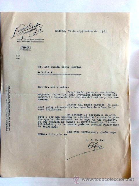 Cartas comerciales: CARTA COMERCIAL. MADRID. SEPBRE 1951. DOCUMENTOS TRANKRIT, S. A.