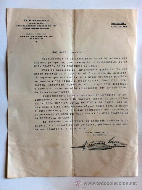 Cartas comerciales: CIRCULAR. MADRID. 1926. EL FINANCIERO. REVISTA SEMANAL.