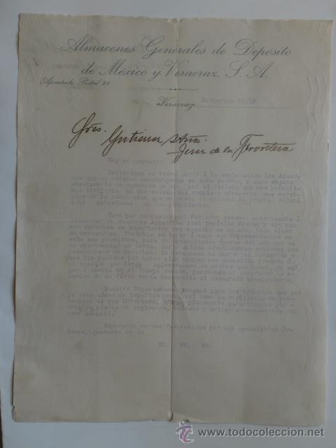 Cartas comerciales: CARTA COMERCIAL. MEXICO. VERACRUZ. NOVBRE 1910. ALMACENES GENERALES DE DEPOSITO DE MEXICO Y VERACRUZ