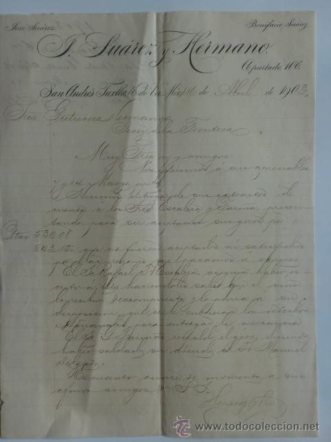 Cartas comerciales: CARTA COMERCIAL. MEXICO. SAN ANDRES TUXTLA. ABRIL 1903. J. SUAREZ Y HERMANO.