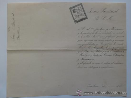 Cartas comerciales: CARTA COMERCIAL. BARCELONA. 1886. JUAN BASTARD, B. L. M. BASTARD LITOGRAFIA.
