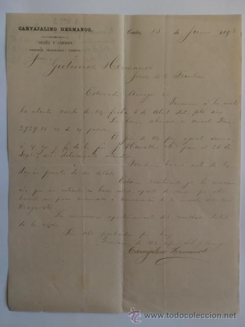 Cartas comerciales: CARTA COMERCIAL. TOLEDO. OCA&Ntilde;A. JUNIO 1893. CARVAJALINO HERMANOS.
