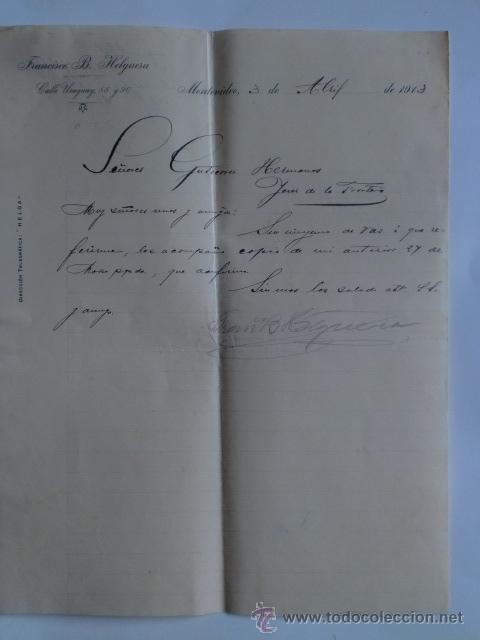 Lettres commerciales: CARTA COMERCIAL. URUGUAY. MONTEVIDEO. ABRIL 1913. FRANCISCO B. HELGUERA.