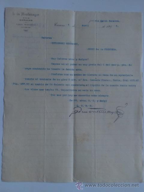 Lettres commerciales: CARTA COMERCIAL. VENEZUELA. CARACAS. ABRIL 1893. L. DE MONTEMAYOR.