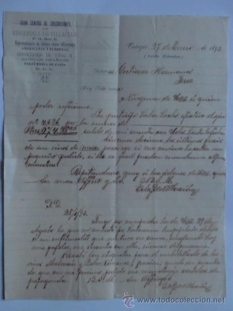 Lettres commerciales: CARTA COMERCIAL. ANTILLA HOLANDESA. CURACAO. ENERO 1893. EDUARDO J. DE VILLACIAN. REPRESENTANTE..