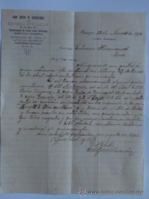 Lettres commerciales: CARTA COMERCIAL. ANTILLA HOLANDESA. CURACAO. MARZO 1893. EDUARDO J. DE VILLACIAN. REPRESENTANTE..
