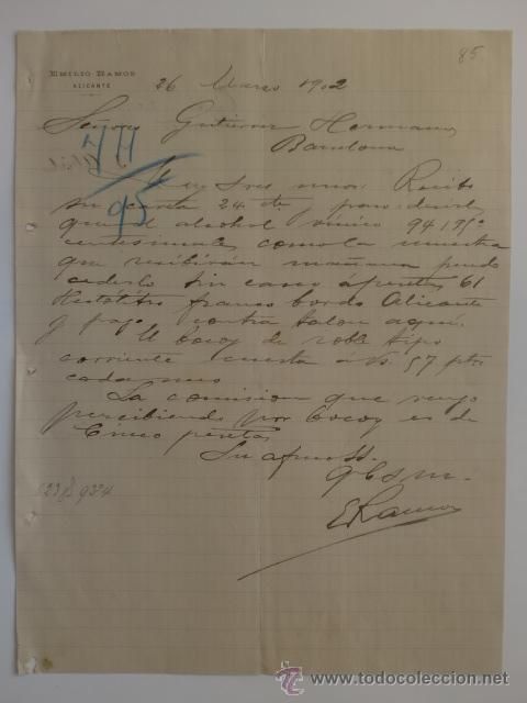 Cartas comerciales: CARTA COMERCIAL. ALICANTE. MARZO 1902. EMILIO RAMOS.