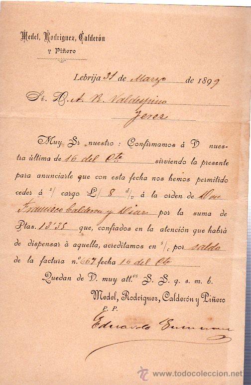 Commercial Letters: CIRCULAR MEDEL. RODR&Iacute;GUEZ, CALDER&Oacute;N Y PI&Ntilde;ERO, LEBRIJA 1899