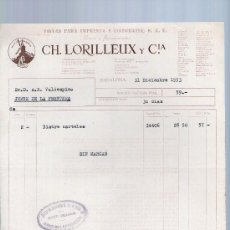 Cartas comerciais: FACTURA. BADALONA. CH. LORILLEUX Y CIA. TINTAS PARA IMPENTA Y LITOGRAFIA. 1953.. Lote 29438795