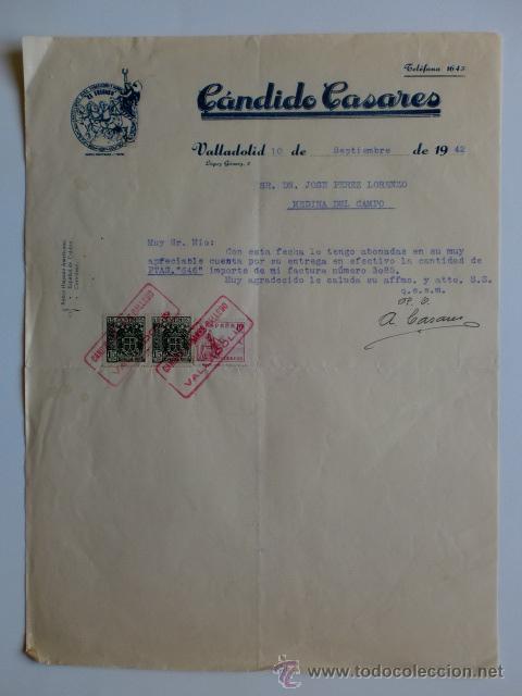 Commercial Letters: CARTA COMERCIAL. VALLADOLID. SEPTIEMBRE 1942. CANDIDO CASARES. EL TRIUNFO, CONFECCIONES.