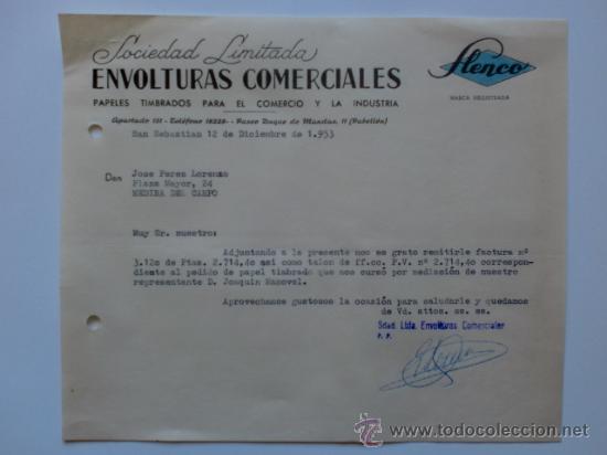 Gesch&auml;ftsbriefe: CARTA COMERCIAL. SAN SEBASTIAN. DICIEMBRE 1953. HENCO, S. L. ENVOLTURAS COMERCIALES.