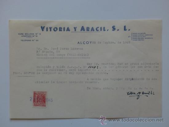 Lettere commerciali: CARTA COMERCIAL. ALCOY. SEPTIEMBRE 1945. VITORIA Y ARACIL, S. L.
