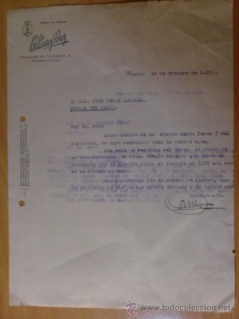 Lettres commerciales: CARTA COMERCIAL. MADRID. OCTUBRE 1953. B. ALVAREZ PEREZ. FABRICA DE CORBATAS.