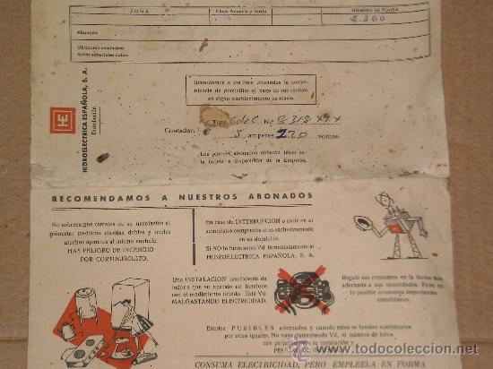 Lettres commerciales: HOJA DE LECTURA DE CONTADOR-HIDROELECTRICA ESPA&Ntilde;OLA S.A ( DISTRIBUCION ) , A&Ntilde;OS 70 - MD2