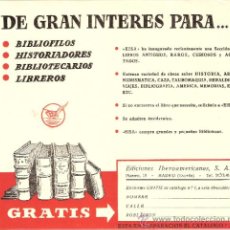 Cartas comerciales: HOJA PUBLICITARIA DE EDICIONES IBEROAMERICANA,S.A. (EISA). 19 X 17 CMTRS. AÑOS 50.