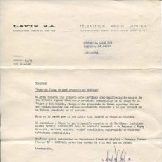 Cartas comerciales: CARTA COMERCIAL LAVIS S.A.- PARTICIPACION EN SONIMAG BARCELONA AÑO 1967. Lote 31702831