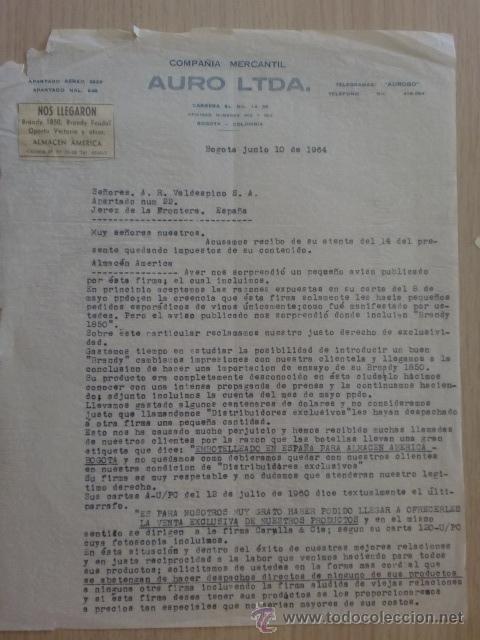 Lettere commerciali: CARTA COMERCIAL. BOGOTA. JUNIO 1964. COMPA&Ntilde;IA MERCANTIL AURO LTDA.