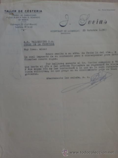 Lettere commerciali: CARTA COMERCIAL. BARCELONA, HOSPITALET. OCTUBRE 1963. J. SOCIAS, TALLER DE CESTERIA.