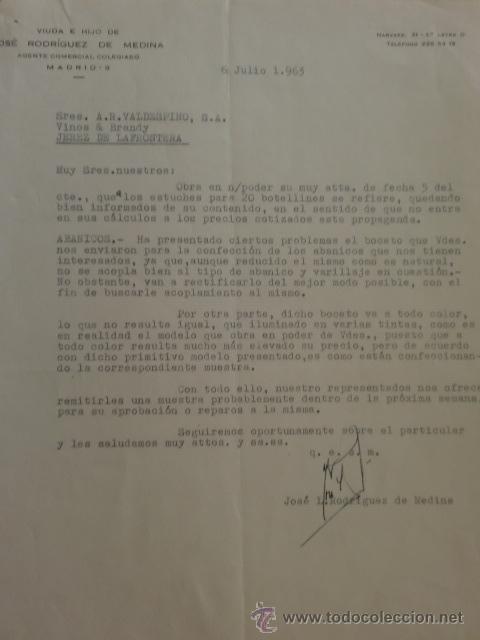 Lettere commerciali: CARTA COMERCIAL. MADRID. JULIO 1963. VDA. E HIJO DE JOSE RODRIGUEZ DE MEDINA. AGENTE COMERCIAL.