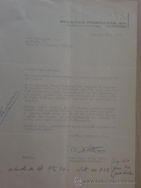 Lettere commerciali: CARTA COMERCIAL. MADRID. OCTUBRE 1963. GALERIAS PRECIADOS S. A.