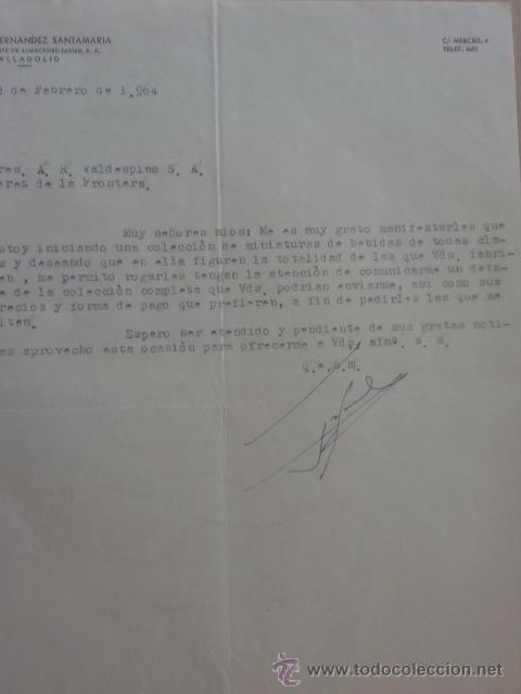 Lettere commerciali: CARTA COMERCIAL. VALLADOLID. FEBRERO 1964. FRANCISCO FERNANDEZ SANTAMARIA. ALMACENES JAVIER, S.A .