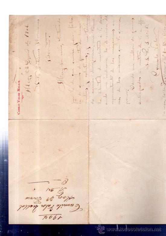Lettere commerciali: CARTA COMERCIAL. ALCOY. VALENCIA. CAMILO VALOR MALLOL. 1904.