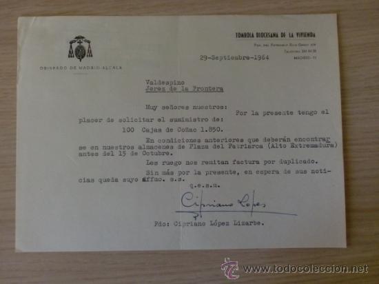 Lettres commerciales: CARTA COMERCIAL. MADRID. SEPTIEMBRE 1964. OBISPADO DE MADRID-ALCALA.