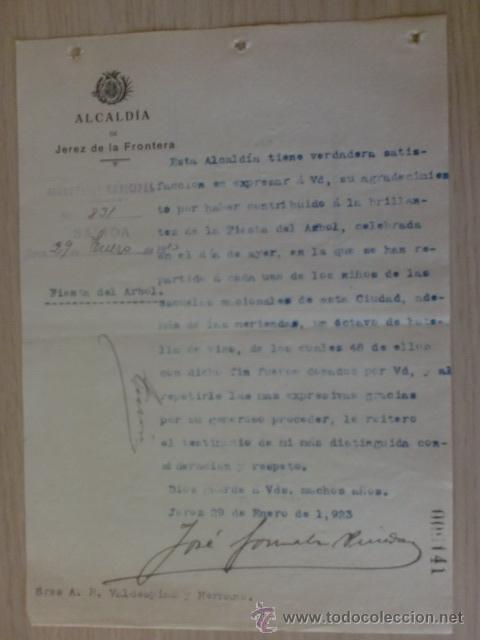 Lettres commerciales: CARTA COMERCIAL. CADIZ, JEREZ. ENERO 1925. EL ALCALDE DE JEREZ DE LA FRONTERA.
