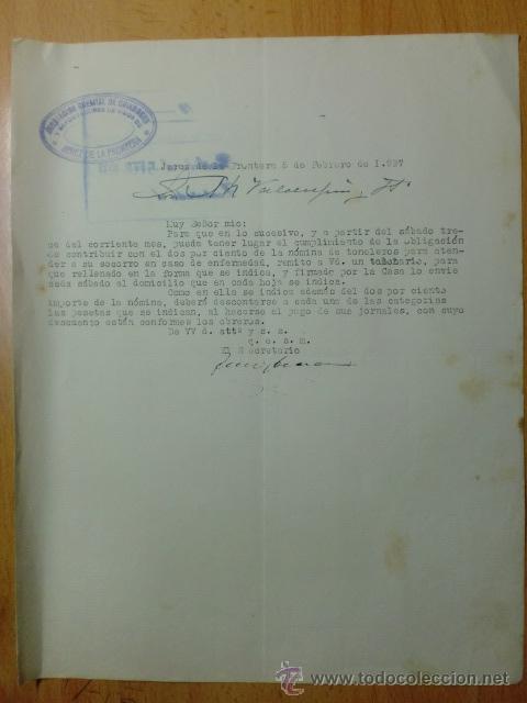 Lettres commerciales: CARTA COMERCIAL. CADIZ. JEREZ. FEBRERO 1937. SINDICATO OFICIAL DE CRIADORES EXPORTADORES DE VINOS.