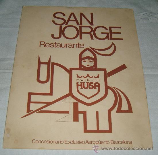 Cartas comerciales: carta menu restaurante San Jorge (Hoteles Husa) a&ntilde;os 50-60