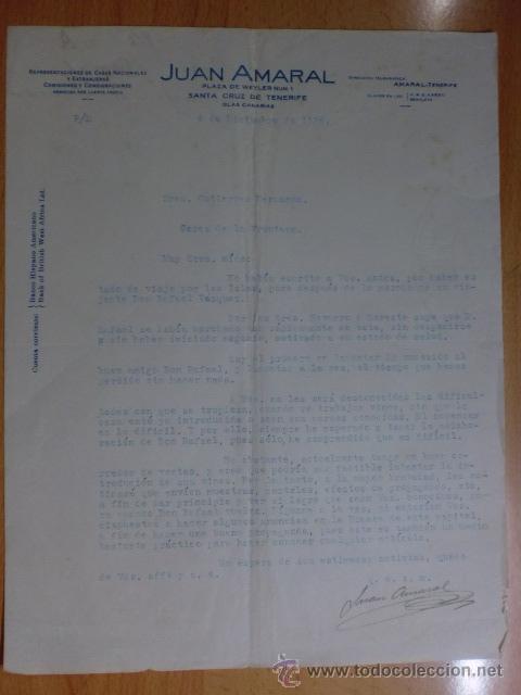 Cartas comerciales: CARTA COMERCIAL. STA. CRUZ DE TENERIFE. DICIEMBRE 1926. JUAN AMARAL. REPRESENTACIONES.
