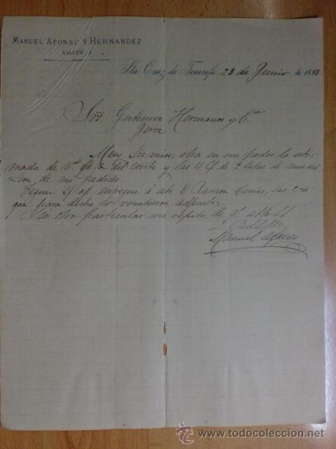 Cartas comerciales: CARTA COMERCIAL. STA. CRUZ DE TENERIFE. JUNIO 1883. MANUEL AFONSO Y HERNANDEZ.