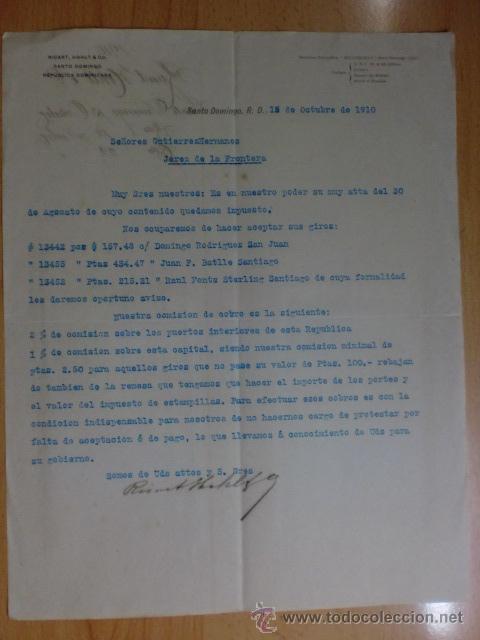Cartas comerciales: CARTA COMERCIAL. SANTO DOMINGO, R. D. OCTUBRE 1910. RICART, HOHLT Y CO.