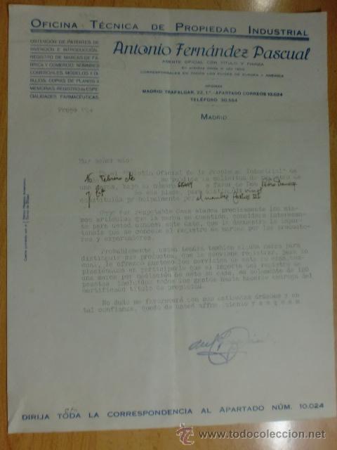 Cartas comerciales: CIRCULAR. MADRID. 1927. ANTONIO FERNANDEZ PASCUAL. OFICINA TECNICA DE PROPIEDAD INDISTRIAL.