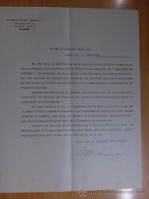 Cartas comerciales: CIRCULAR. MADRID. 1927. MARCELO DE CORRAL.
