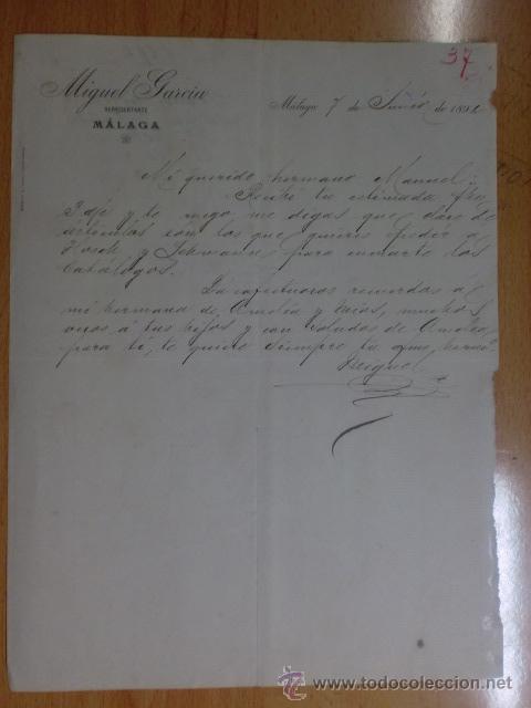 Gesch&auml;ftsbriefe: CARTA COMERCIAL. MALAGA. JUNIO 1892. MIGUEL GARCIA.