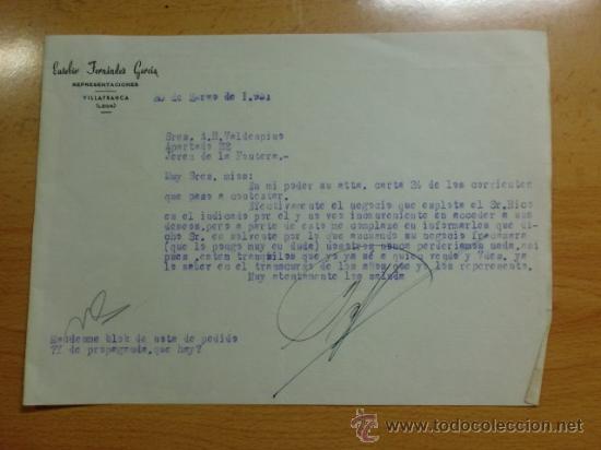 Gesch&auml;ftsbriefe: CARTA COMERCIAL. LEON, VILLAFRANCA. MARZO 1951. EUSEBIO FERNANDEZ GARCIA. REPRESENTACIONES.