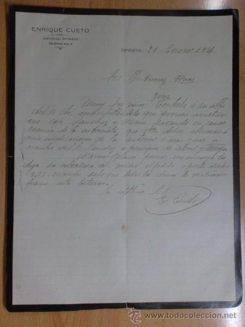 Gesch&auml;ftsbriefe: CARTA COMERCIAL. ASTURIAS, INFIESTO. ENERO 1926. ENRIQUE CUETO.