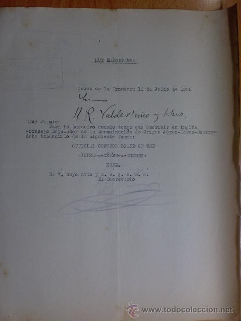Cartas comerciais: CIRCULAR. JEREZ. JULIO 1935. SINDICATO OFICIAL DE FABRICANTES DE AGUARDIENTES DE JEREZ.