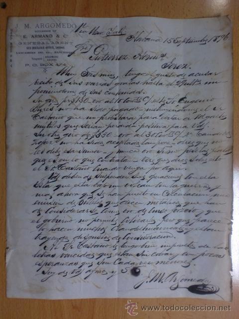 Commercial Letters: CARTA COMERCIAL. ALABAMA. SEPTIEMBRE 1896. J. M. ARGOMEDO. AGENTE GENERAL.