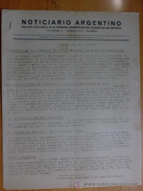 Commercial Letters: CIRCULAR. BARCELONA. DICIEMBRE 1945. NOTICIARIO ARGENTINO. BOLETIN N&ordm; 9 - 1945/46. VER EXPLICACION.