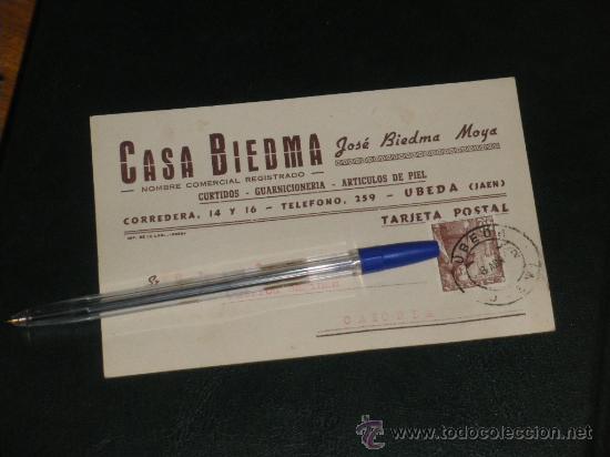 Lettres commerciales: JOSE BIEDMA MOYA, CASA BIEDMA. UBEDA. TARJETA COMERCIAL.