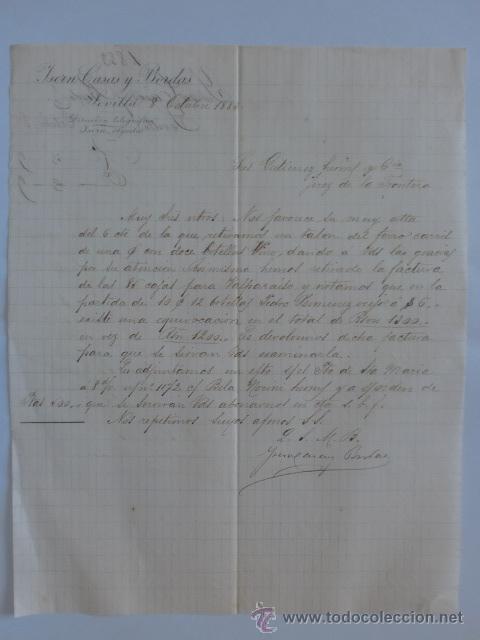 Cartas comerciais: CARTA COMERCIAL. SEVILLA. OCTUBRE 1883. YSERN CASAS Y BORDAS.