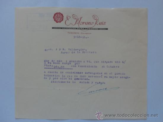 Gesch&auml;ftsbriefe: CARTA COMERCIAL. TARAZONA. OCTUBRE 1951. E. MORENO RUIZ. LANILLAS PARA LABORES.