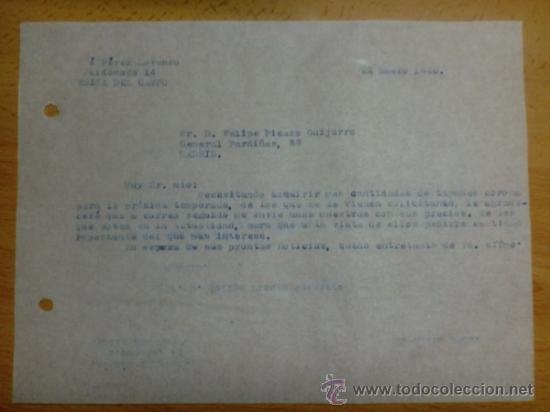 Lettres commerciales: CARTA COMERCIAL. MEDINA DEL CAMPO. ENERO 1948. JOSE PEREZ LORENZO.