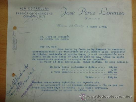 Lettres commerciales: CARTA COMERCIAL. MEDINA DEL CAMPO. MARZO 1948. JOSE PEREZ LORENZO.