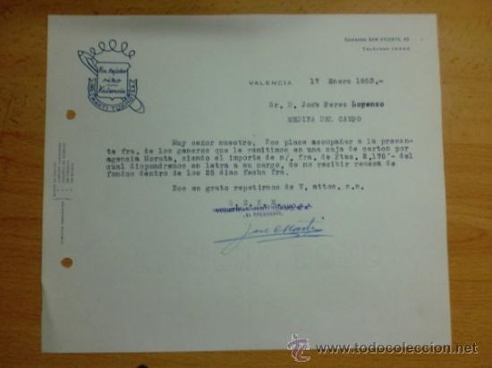 Lettres commerciales: CARTA COMERCIAL. VALENCIA. ENERO 1953. IND. MARTI TORMO S. A. FCA. DE TEJIDOS RIZO.